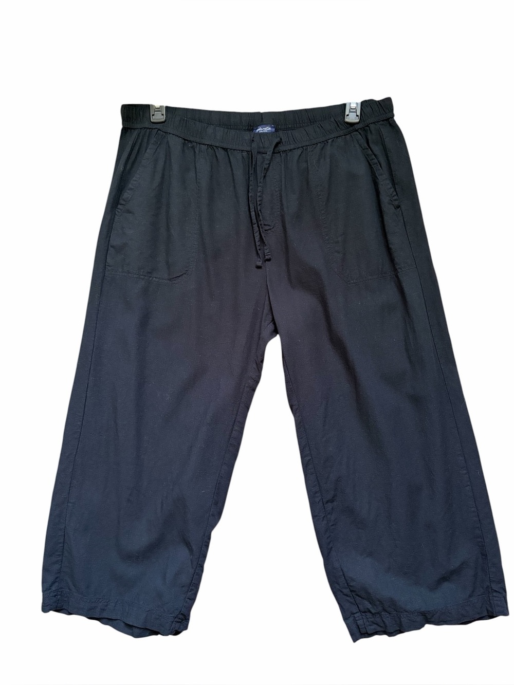 Splendid black high waist linen blend wide leg cropped pant - Picture 3 of 6